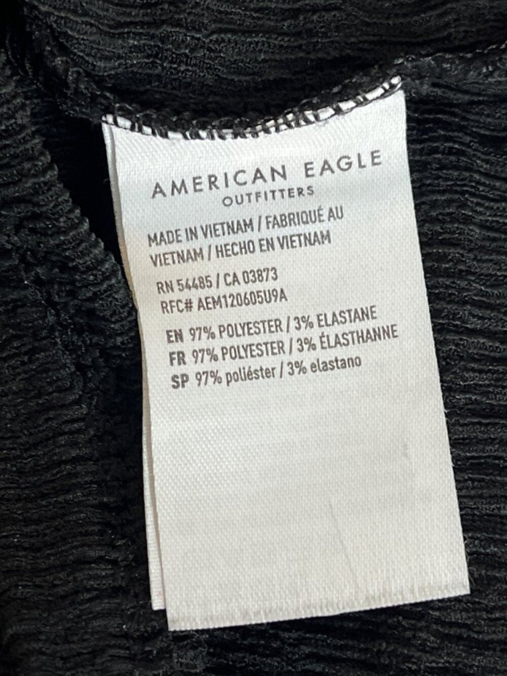 American Eagle One Shoulder Crop Top XS Black Ribbed Stretch Casual - Picture 4 of 7